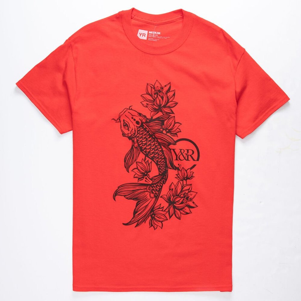 YR red short sleeve shirt size large